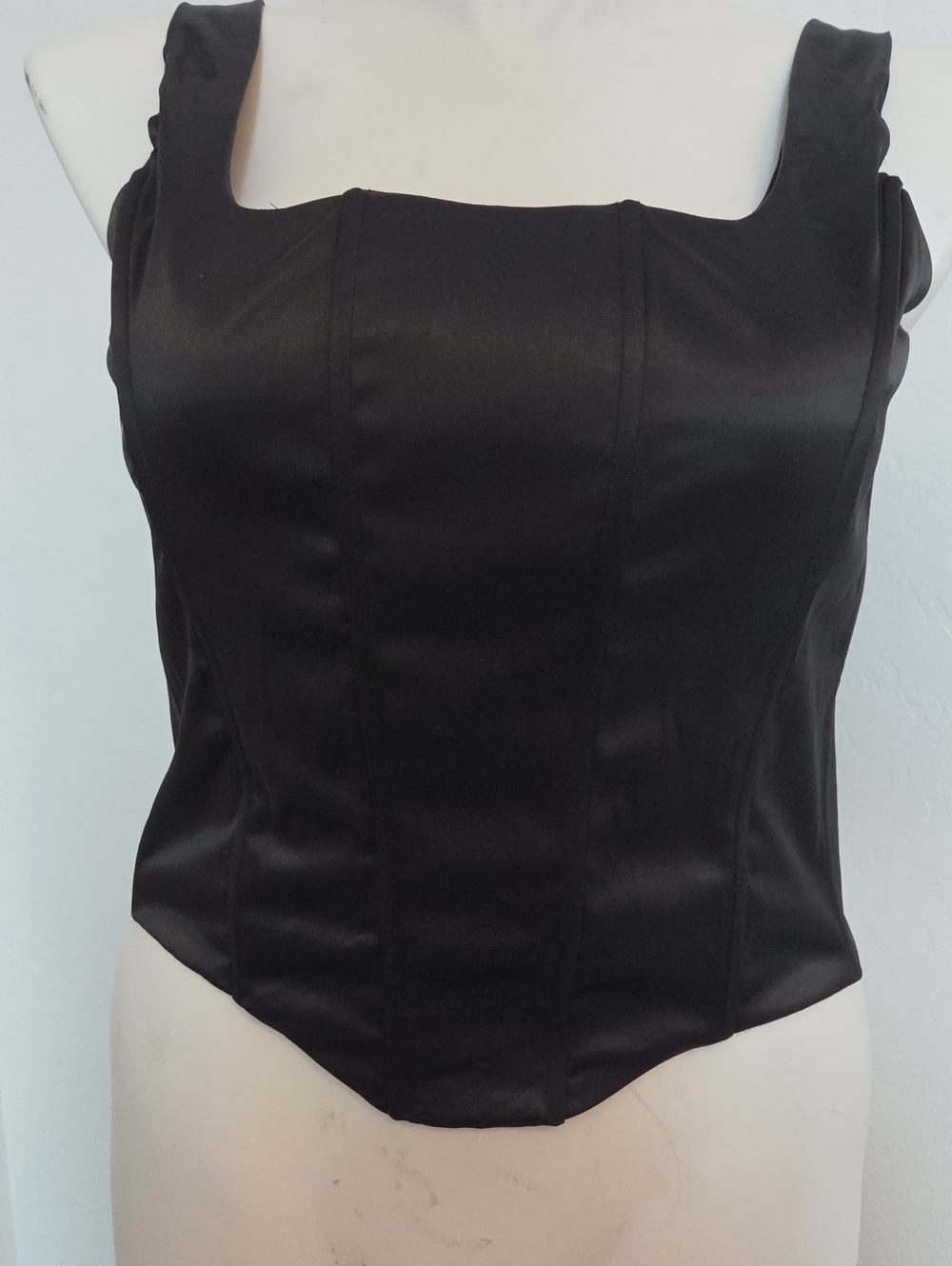Classic Black Square-Neck Corset Cami